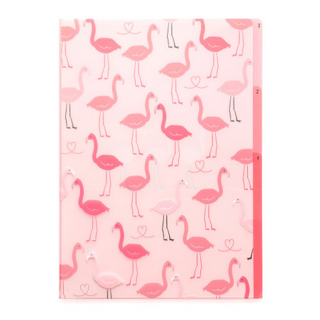 Midori 3 Pockets Clear Folder <A4> Flamingo