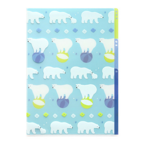 Midori 3 Pockets Clear Folder <A4> Polar Bear