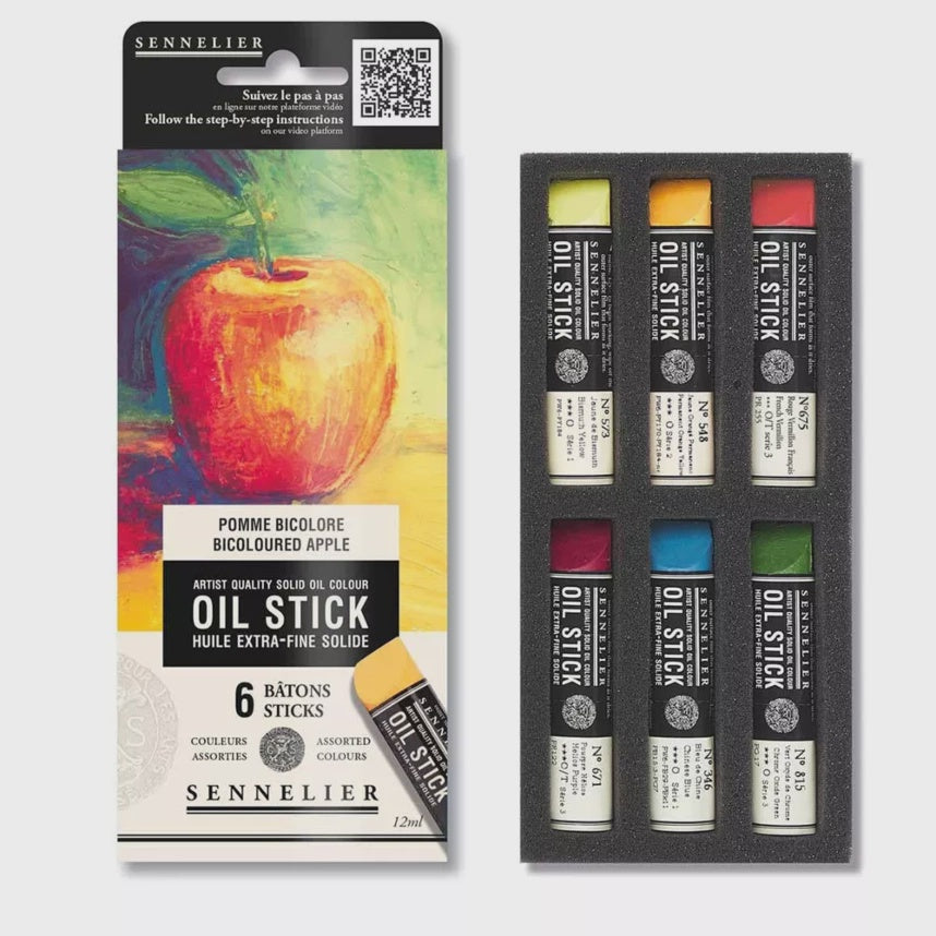 Set of 6 mini Bicoloured Apple Sennelier oil paint sticks