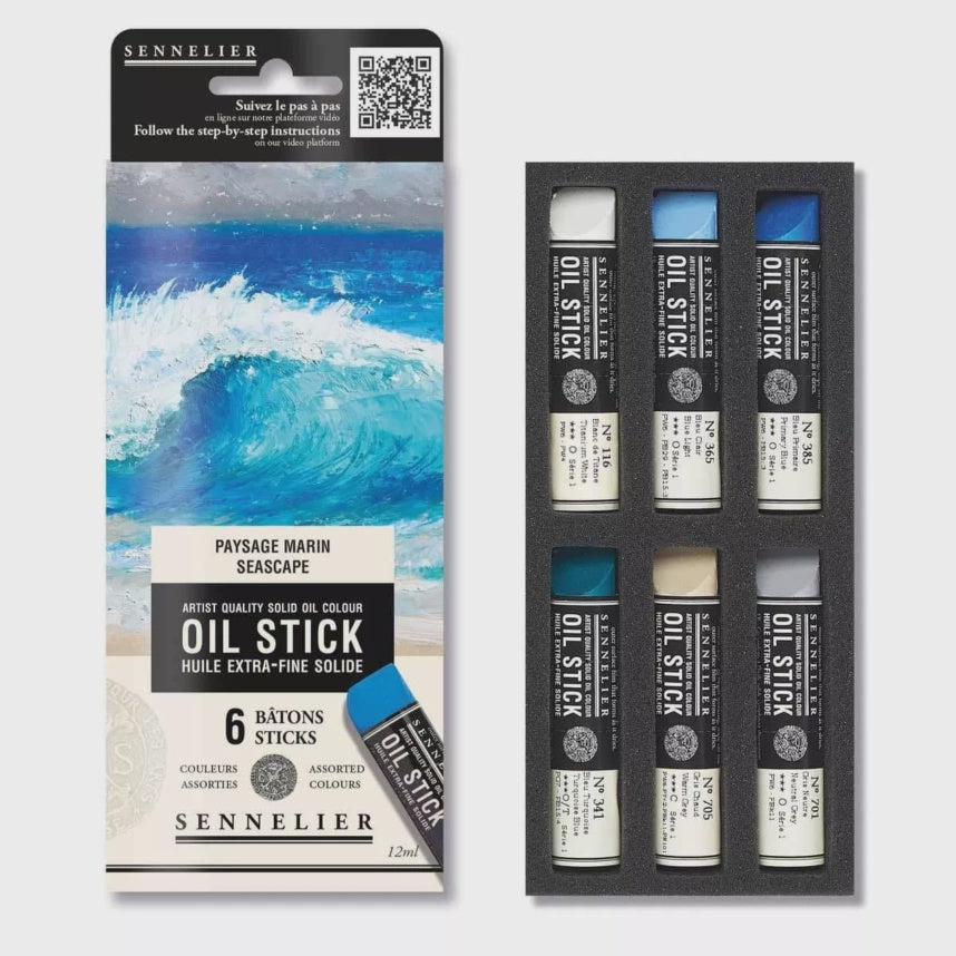 Set of 6 mini Seascape Sennelier oil paint sticks