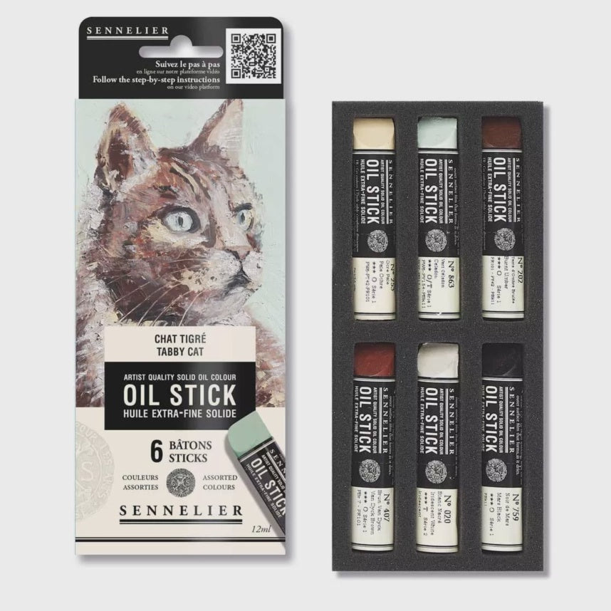 Set of 6 mini Tabby Cat Sennelier oil paint sticks