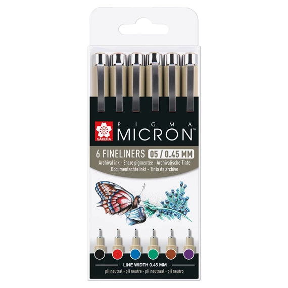 Pigma Micron 05 fineliner set | 6 colours