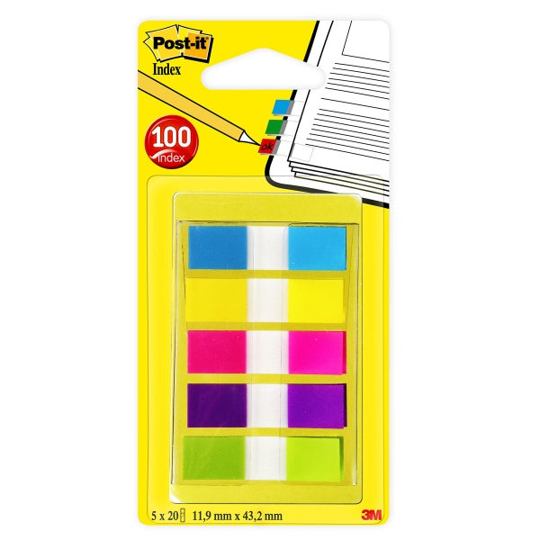 Post-it  Index Flags small  5 x 20 flags in sleeve dispenser