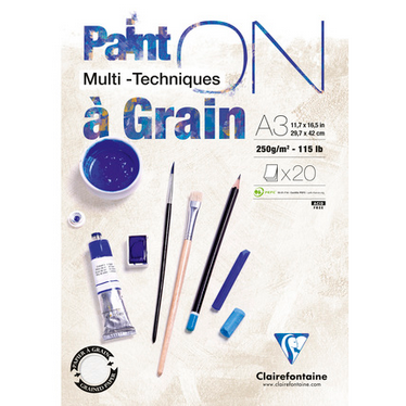 Clairefontaine Paint'On Glued Pads with Grain A3 20 Sheets 250g