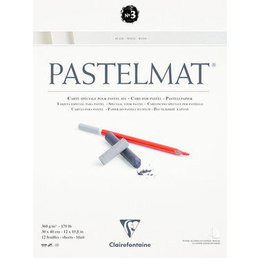 Clairefontaine White Pastelmat Pad No3, 30x40cm, 360g, 12 Sheets