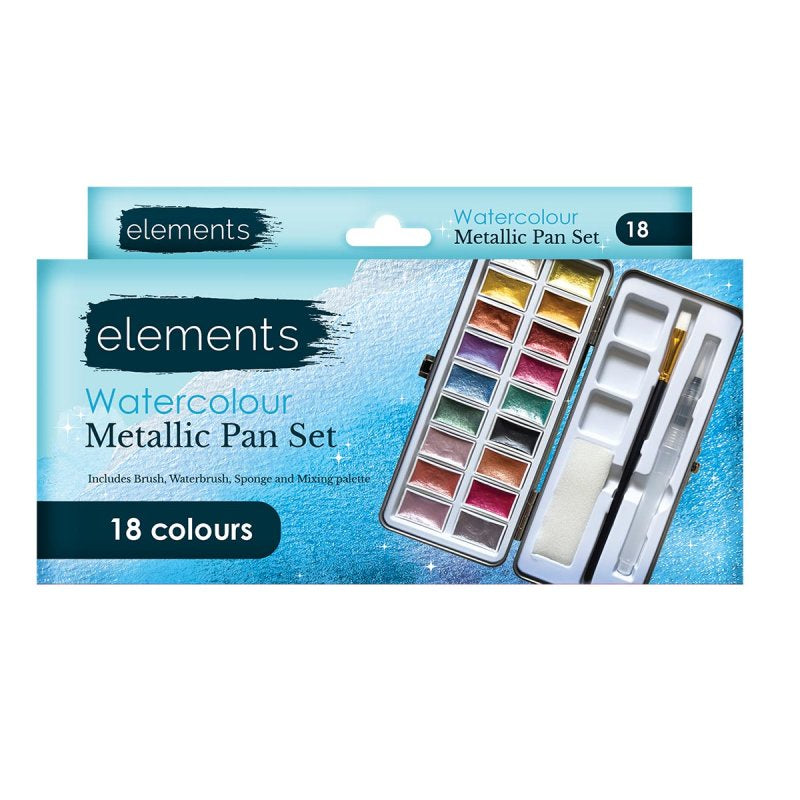Elements Metallic Watercolour 18 Pan Set