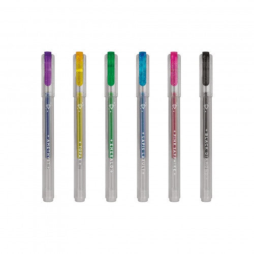 Set of 6 Glitter Gel Pens - Shine Like a Diamond Kit - Multicolor