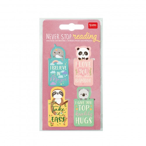 Set of 4 Magnetic Bookmarks - Never Stop Reading Kit - Animals