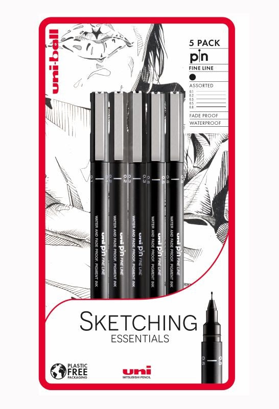 Uni-Ball Sketching Essentials Fine line Pen Set of 5