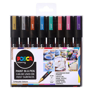 Uni POSCA Marker Pen PC-5M Medium Set of 8 Metallics