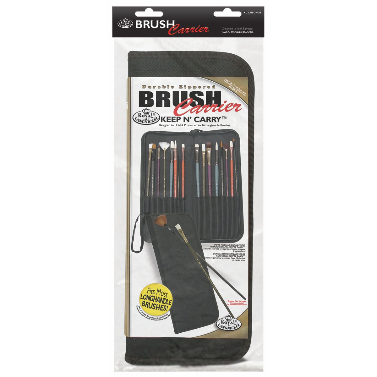 Zippered Brush Carrier Case Holds & Protects 16 Long Handle Brushes