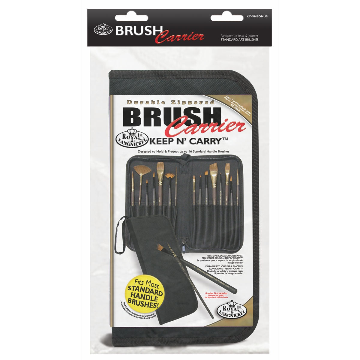 Zippered Brush Carrier Case Holds & Protects 16 Standard Handle Brushes