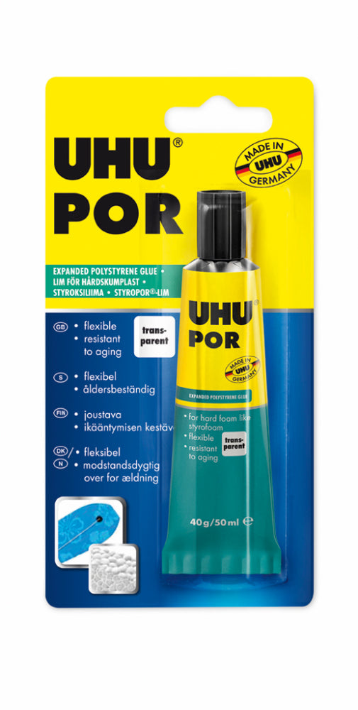 UHU® POR Glue 40g/50ml for expanded Polystyrene