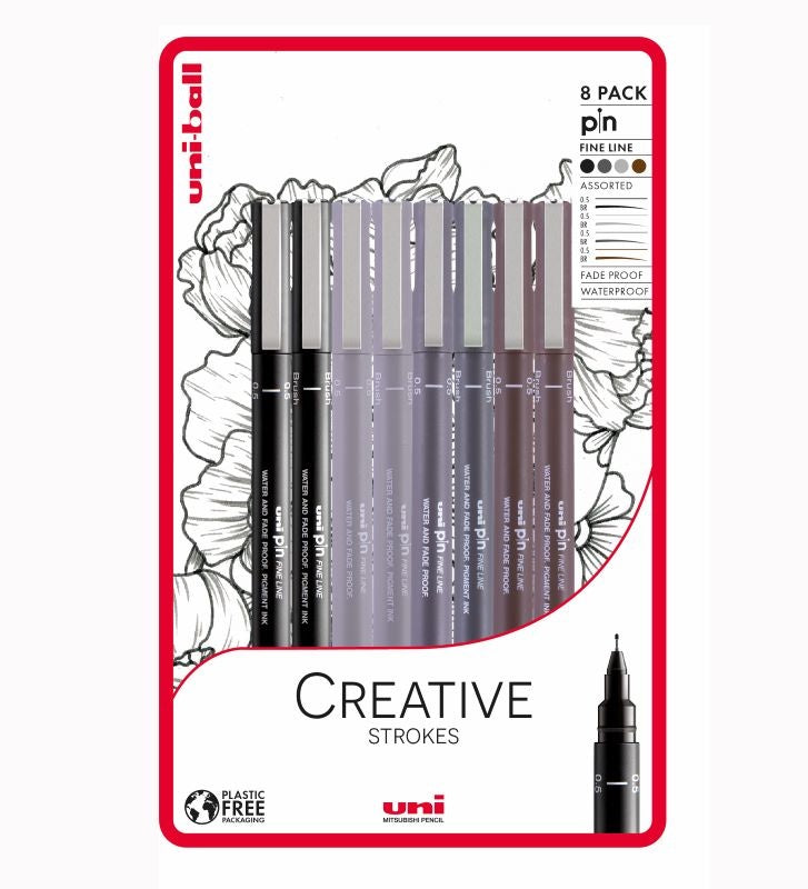 Uni-ball Creative Strokes Set of 8 Fineliner Pens
