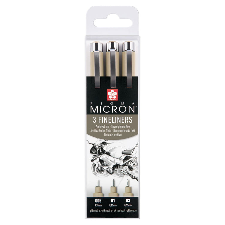 Pigma Micron fineliner set Design | 3 pens, 0.2 mm + 0.25 mm + 0.3 mm, black