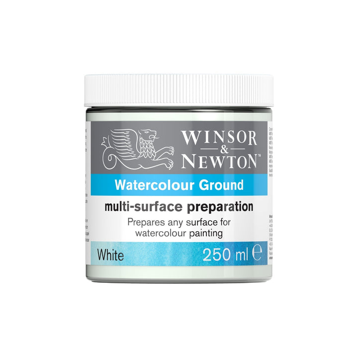 Winsor & Newton Multi-Surface Preparation White 250ml pot — watercolour ground for painting on glass, metal, wood and ceramic