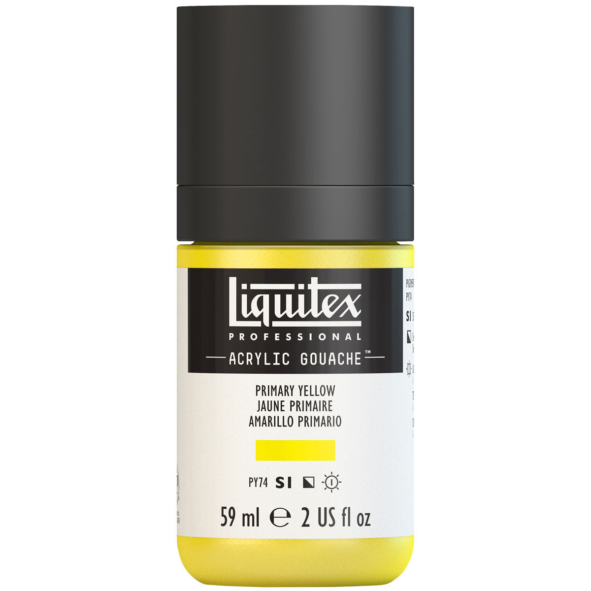 Liquitex Professional Acrylic Gouache in Primary Yellow, 59ml bottle, ideal for artists exploring gouache painting techniques.
