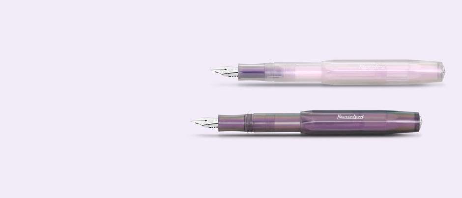 Kaweco Lunar Sport fountain pens in Light Purple and Shadow Purple