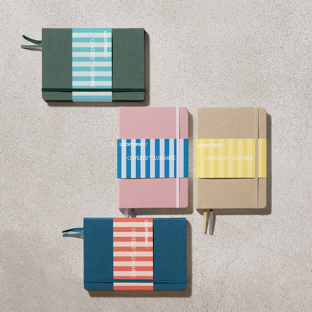 LEUCHTTURM1917 Covered for Sunshine A5 notebooks, linen hardcover limited edition in four summer colours