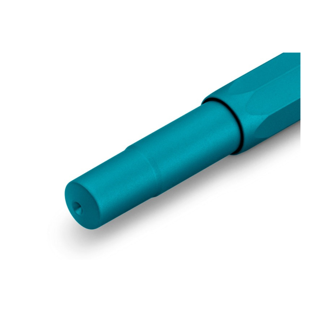 Kaweco Collection Iguana Blue fountain pen, barrel end detail, on white