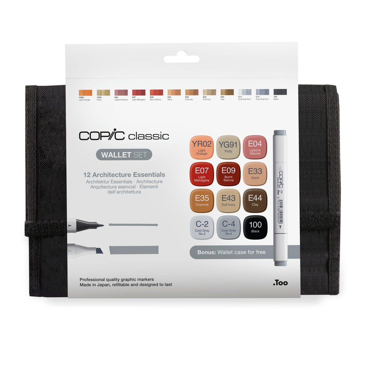 Copic Sketch Architecture Set - 12 Markers in Wallet for Technical & Concept Design.