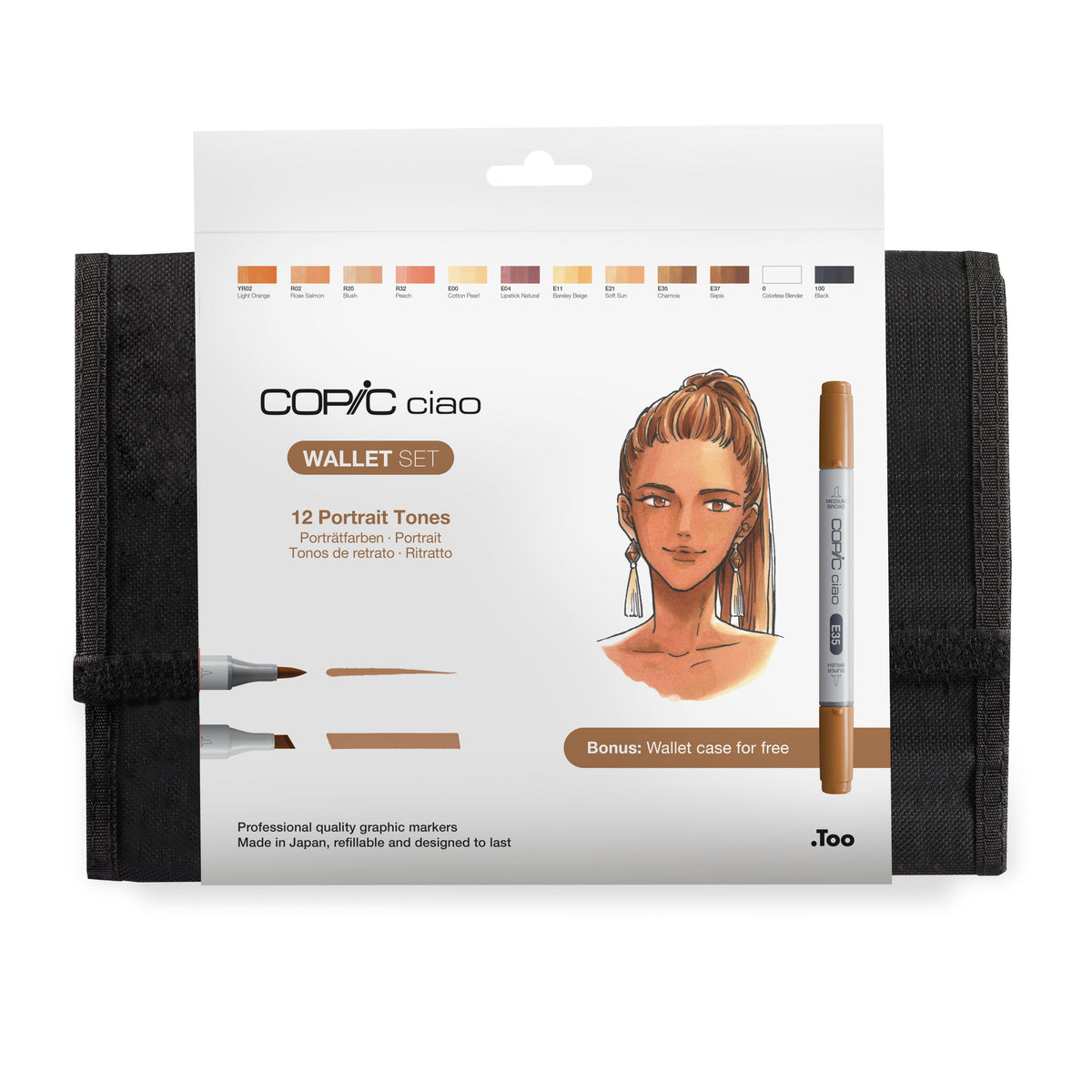 Copic Ciao Marker Set - Copic Manga 12 Piece - Skin Tone Markers for Portraits & Character Design