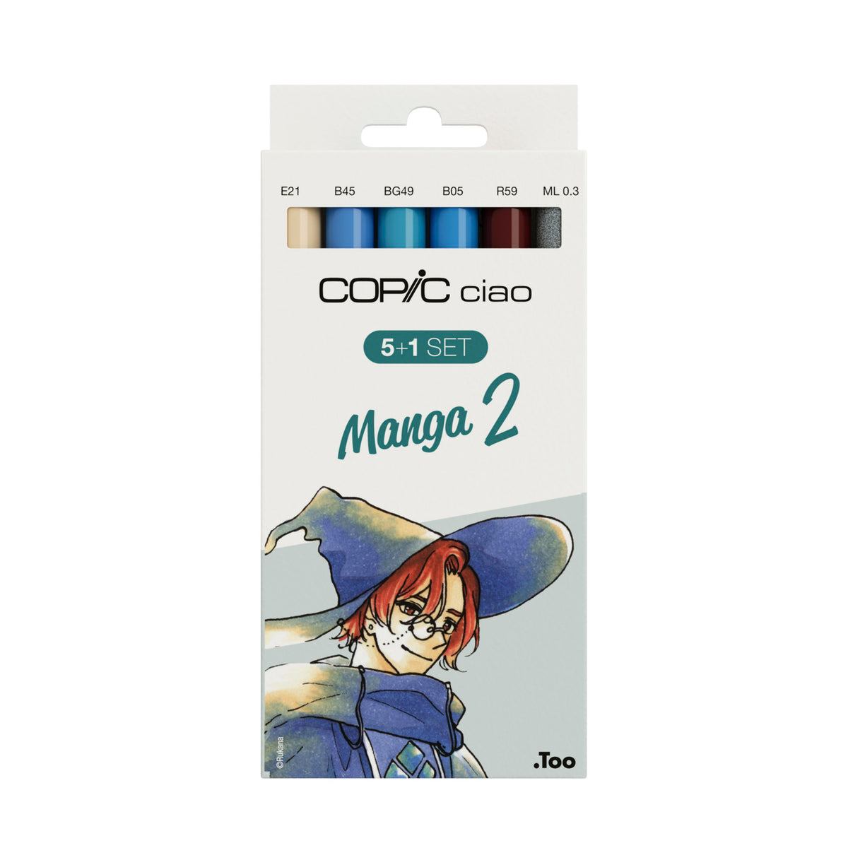 Copic Ciao Marker Set - Copic 5 + 1 Marker - Manga 2 with Multiliner (Blue & Red Tones for Character Art)