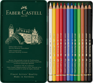 Faber-Castell Polychromos Colour Pencils Tin of 12 - open tin