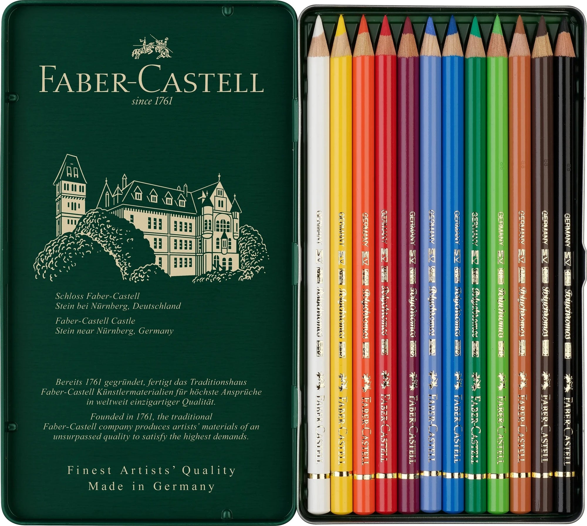 Faber-Castell Polychromos colour pencils, tin of 12