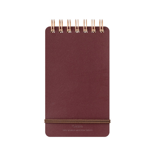 Midori WM Ring Memo Grain – Recycled Leather Cover, Red