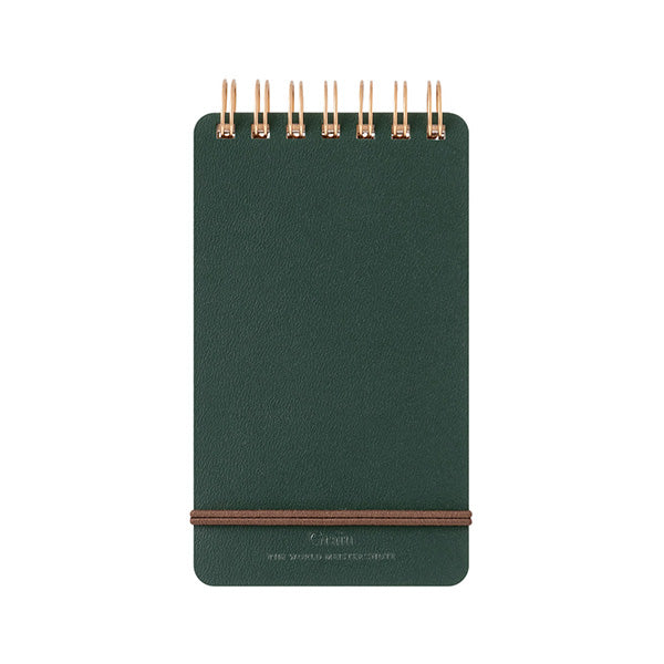 Midori WM Ring Memo Grain – Recycled Leather Cover, Green