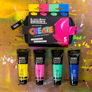 Liquitex Basics Illuminated Brights Acrylic Set – in use