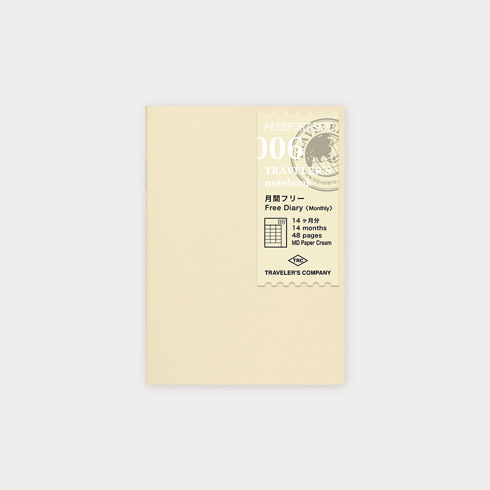 Traveler's Notebook Refill – Free Diary Monthly (Passport Size) 006