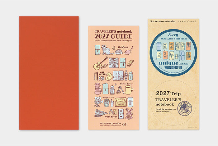 2027 Monthly refill contents with diary guide and customise stickers