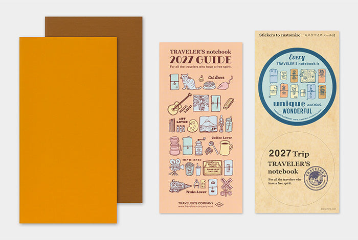 2027 Weekly Vertical refill contents: two half-year books, diary guide and customise stickers