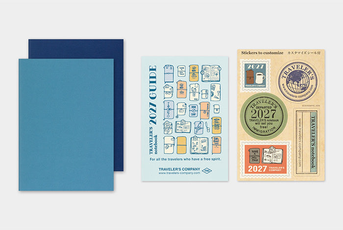 2027 Weekly passport refill contents: two half-year books, diary guide and customise stickers