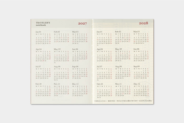 2027 Weekly passport refill year at a glance