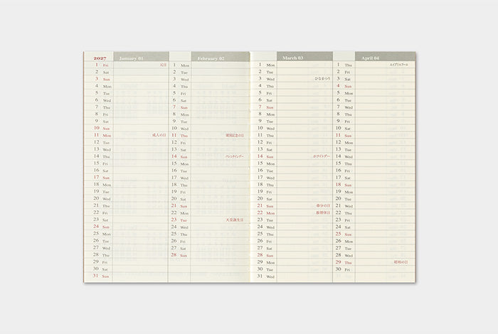 2027 Weekly passport refill spread