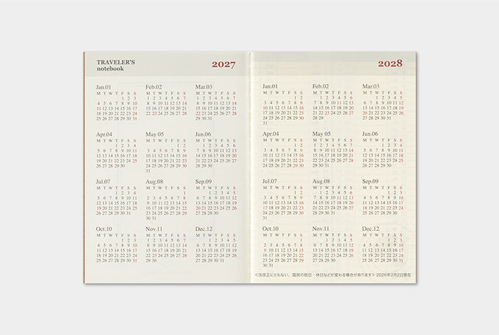 2027 Weekly passport refill spread
