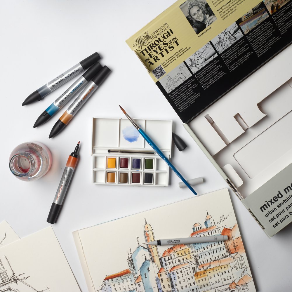 Winsor & Newton Mixed Media Urban Sketching Set 16 piece – urban sketch example