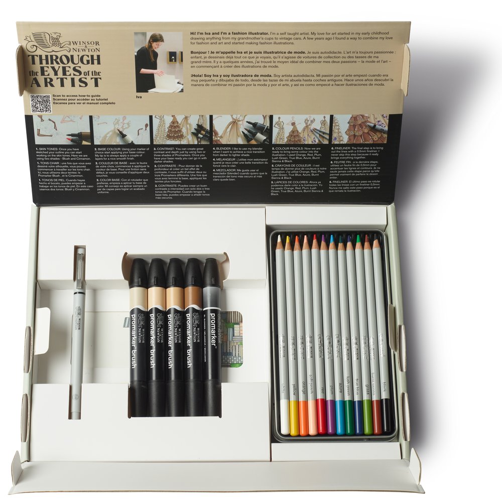 Winsor & Newton Mixed Media Fashion Set 19 piece – open box contents