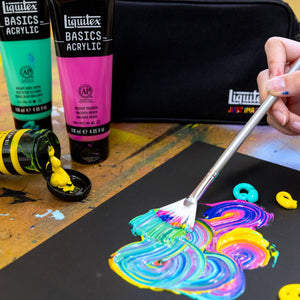 Liquitex Basics Illuminated Brights Acrylic Set – painting in progress