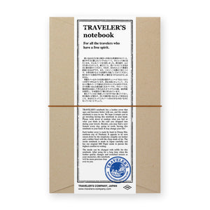 Side view of the TRAVELER'S notebook Camel Regular Size leather cover and refill