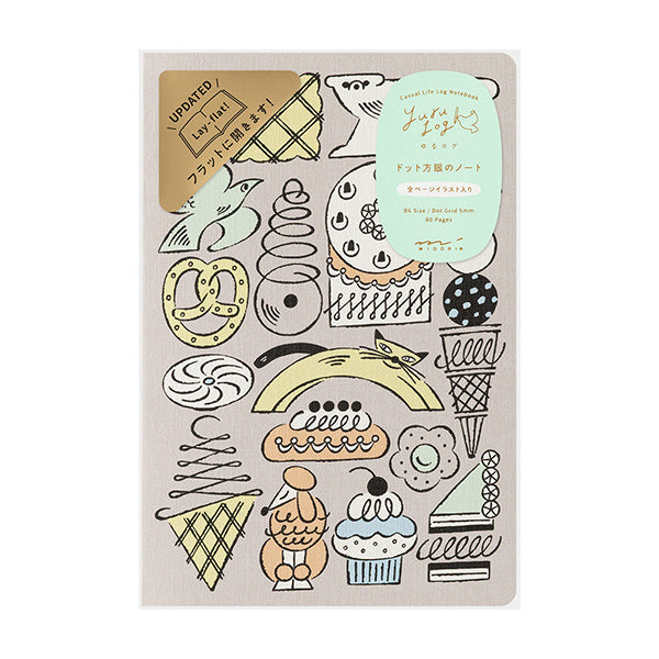 Midori Yuru Log Notebook B6 Sweets and Animals