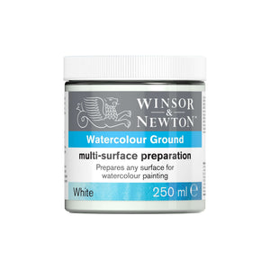 Winsor & Newton Multi-Surface Preparation White 250ml pot — watercolour ground for painting on glass, metal, wood and ceramic