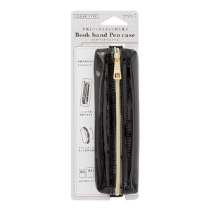 Midori Book Band Pen Case B6 to A5 Clear-Black