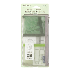 Midori Book Band Pen Case For B6 to A5 Mesh Green