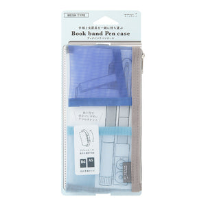 Midori Book Band Pen Case For B6 to A5 Mesh Light Blue
