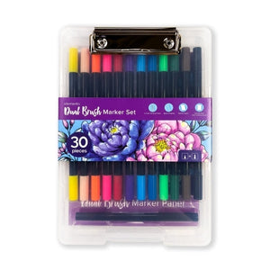 Elements Waterbased Ink Dual Tip Marker 30 piece Set with Clipboard