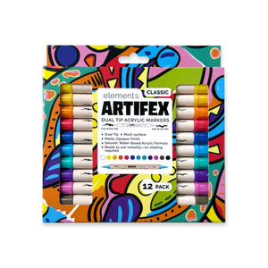 Elements Artifex Twin Tip Acrylic Markers - Pack of 12